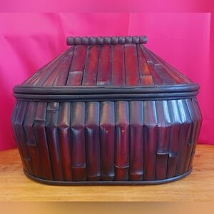 Vintage Bamboo Lidded Storage Box
